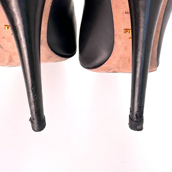 PRADA Black Leather Peep-Toe Ankle Booties - Size 39 - Picture 11 of 11